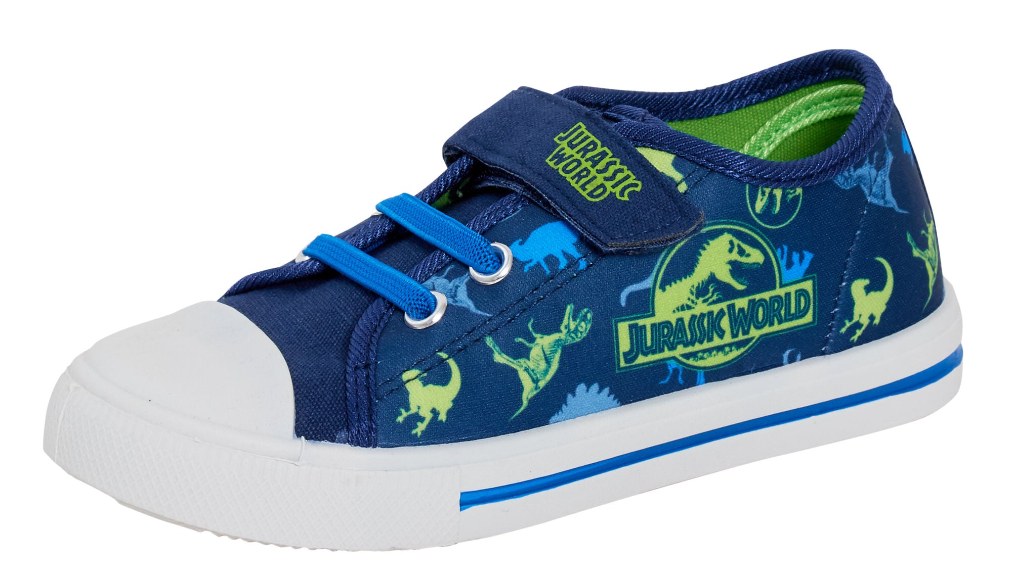 Boys Jurassic World Canvas Trainers Kids Dinosaur Easy Touch Fasten Sports Pumps