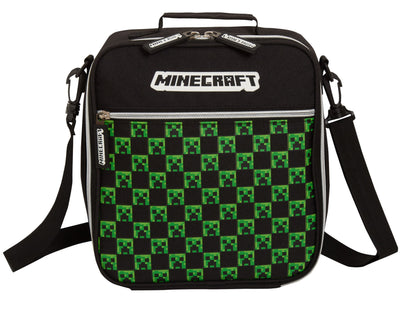 Minecraft Lunch Bag Adults Kids Creeper Gamer School Luchbox Gaming Bag + Strap