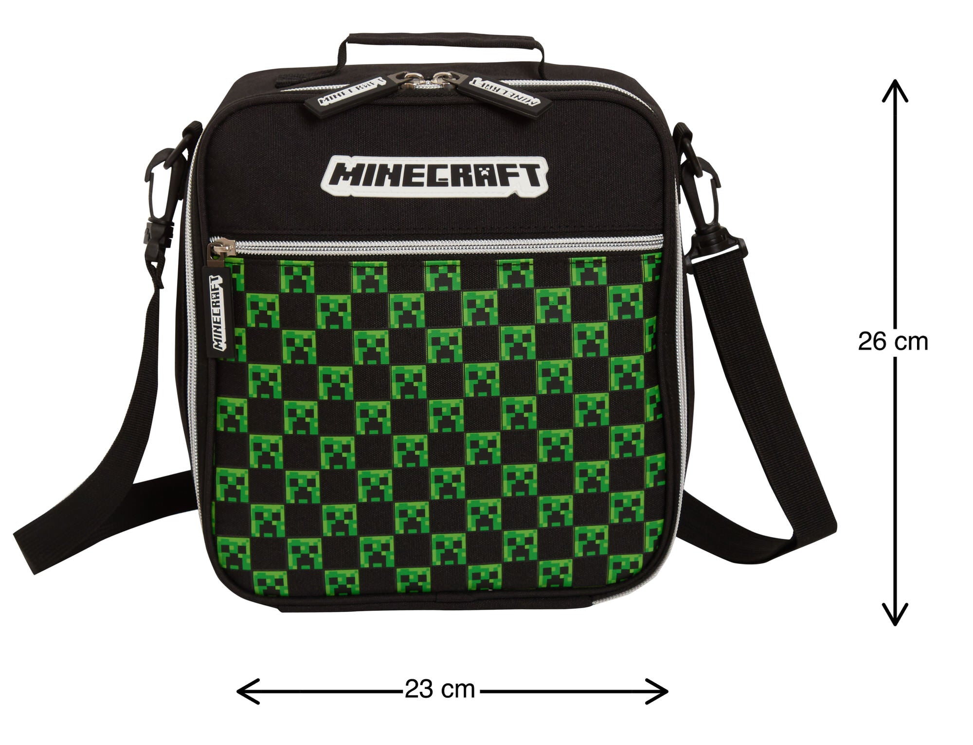 Minecraft Lunch Bag Adults Kids Creeper Gamer School Luchbox Gaming Bag + Strap