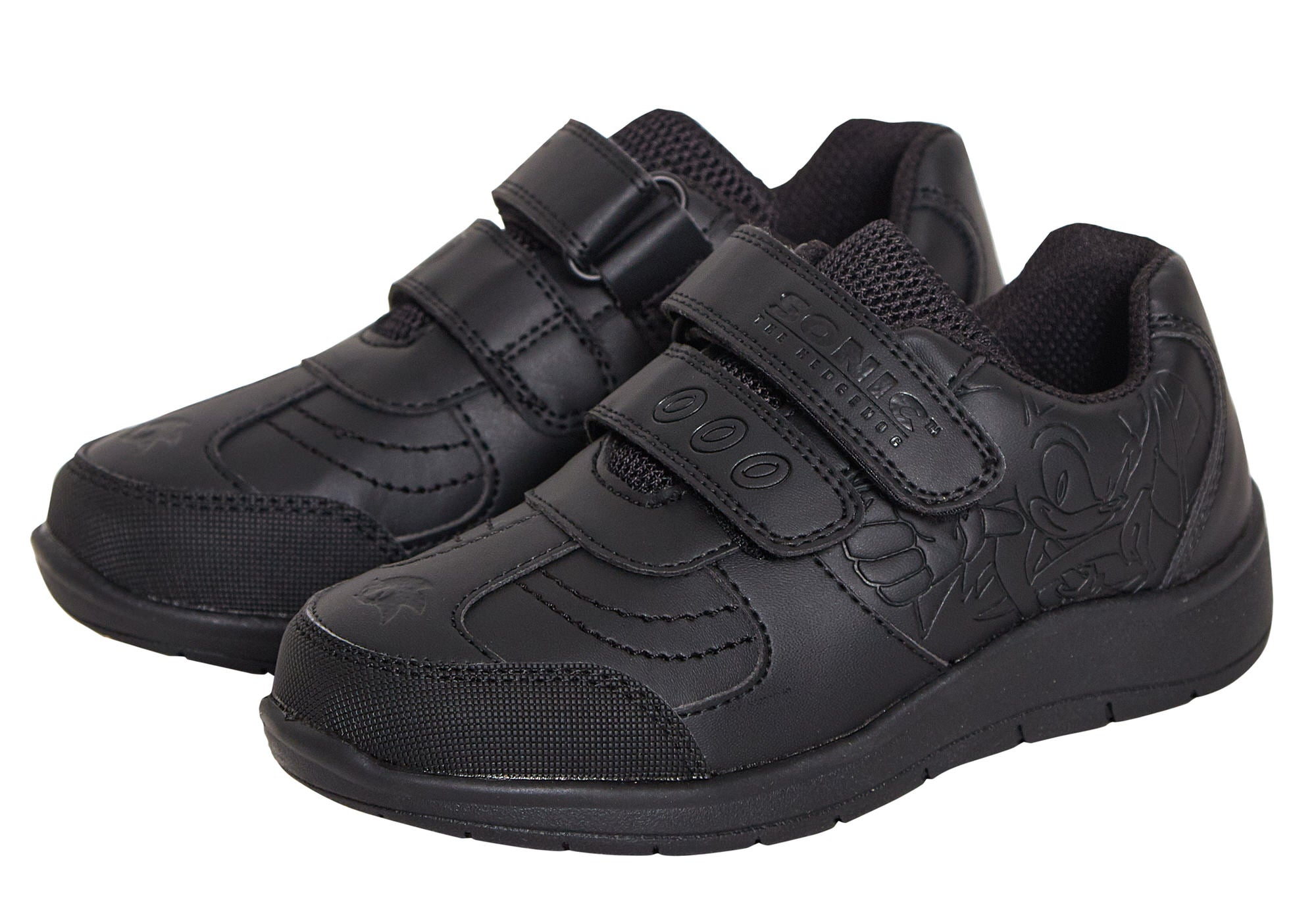 Sonic The Hedgehog Boys School Shoes Black Trainers Shoes Easy Touch Fastening