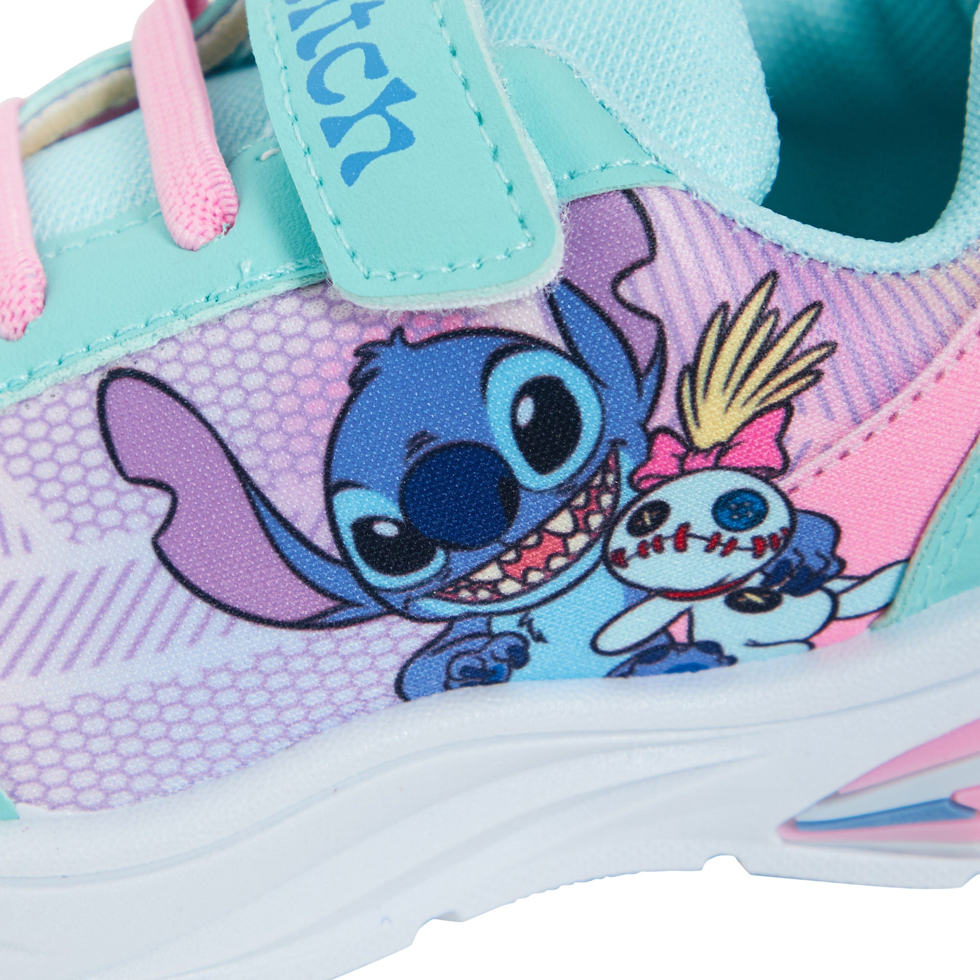 Girls Disney Stitch Light Up Trainers Kids Stitch Easy Touch Fasten Sports Shoes