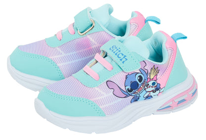 Girls Disney Stitch Light Up Trainers Kids Stitch Easy Touch Fasten Sports Shoes