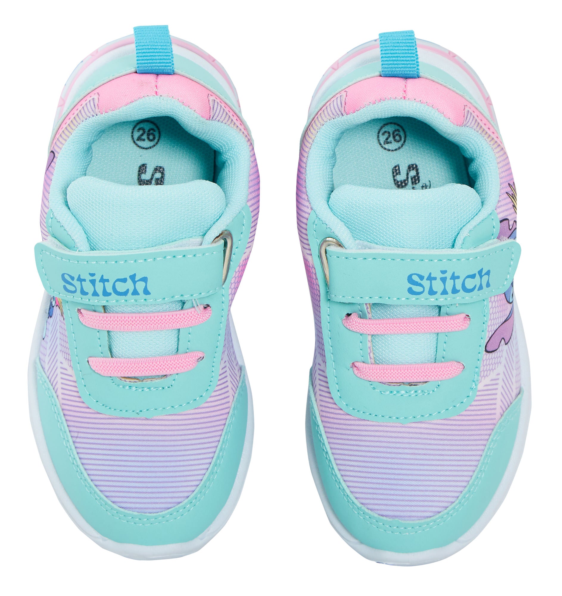 Girls Disney Stitch Light Up Trainers Kids Stitch Easy Touch Fasten Sports Shoes