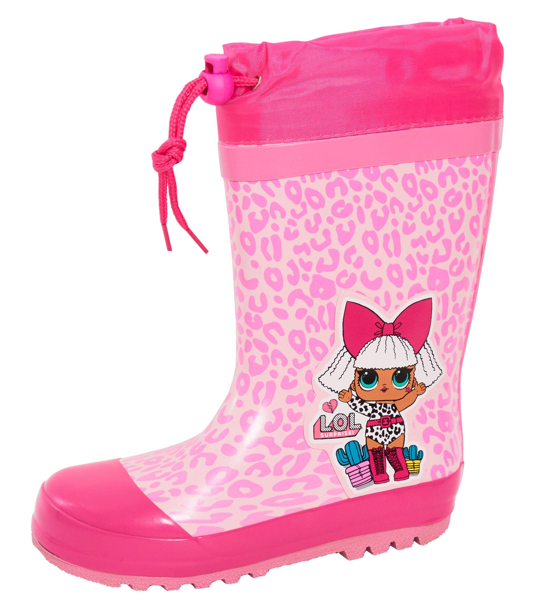 Girls LOL Surprise Tie Top Wellies Warm Lined Wellington Boots Kids Snow Shoe