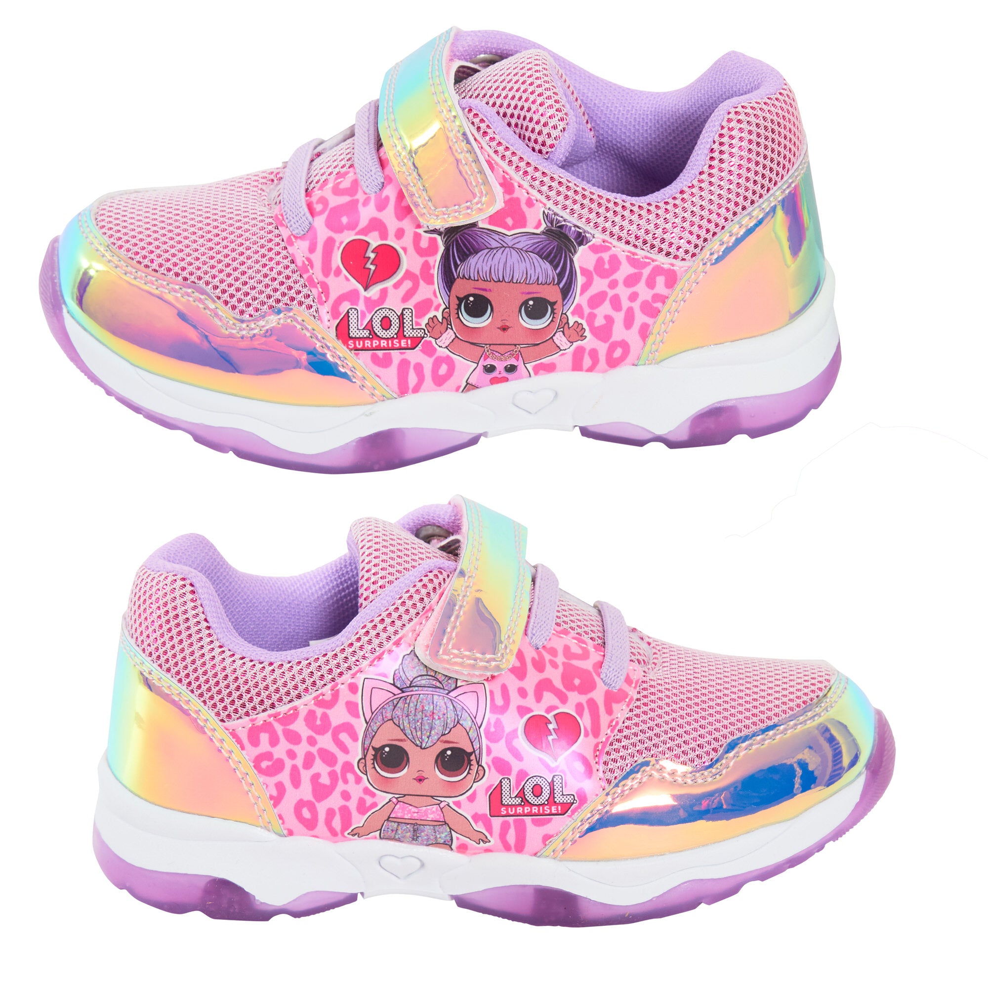 Girls LOL Surprise Dolls Light Up Trainers Kids Easy Touch Fasten Sports Shoes