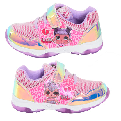Girls LOL Surprise Dolls Light Up Trainers Kids Easy Touch Fasten Sports Shoes