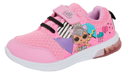 LOL Surprise Dolls Girls Light Up Trainers Kids Easy Touch Fasten Sports Shoes