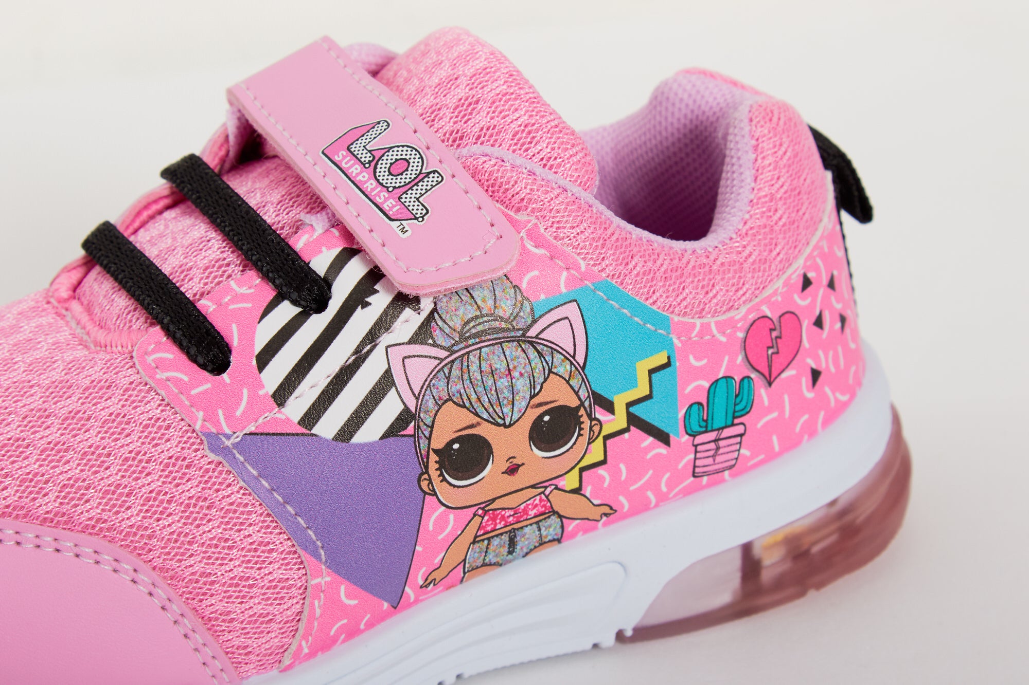 LOL Surprise Dolls Girls Light Up Trainers Kids Easy Touch Fasten Sports Shoes