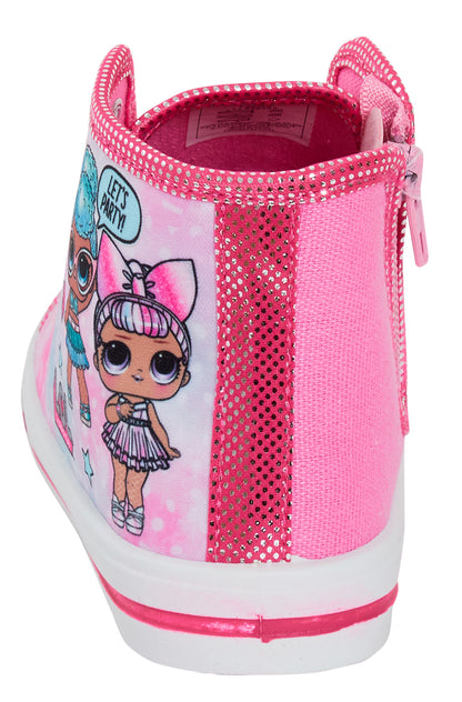 L.O.L Surprise! Dolls Girls Hi Top Trainers Kids Easy Zip Fasten Sports Shoes