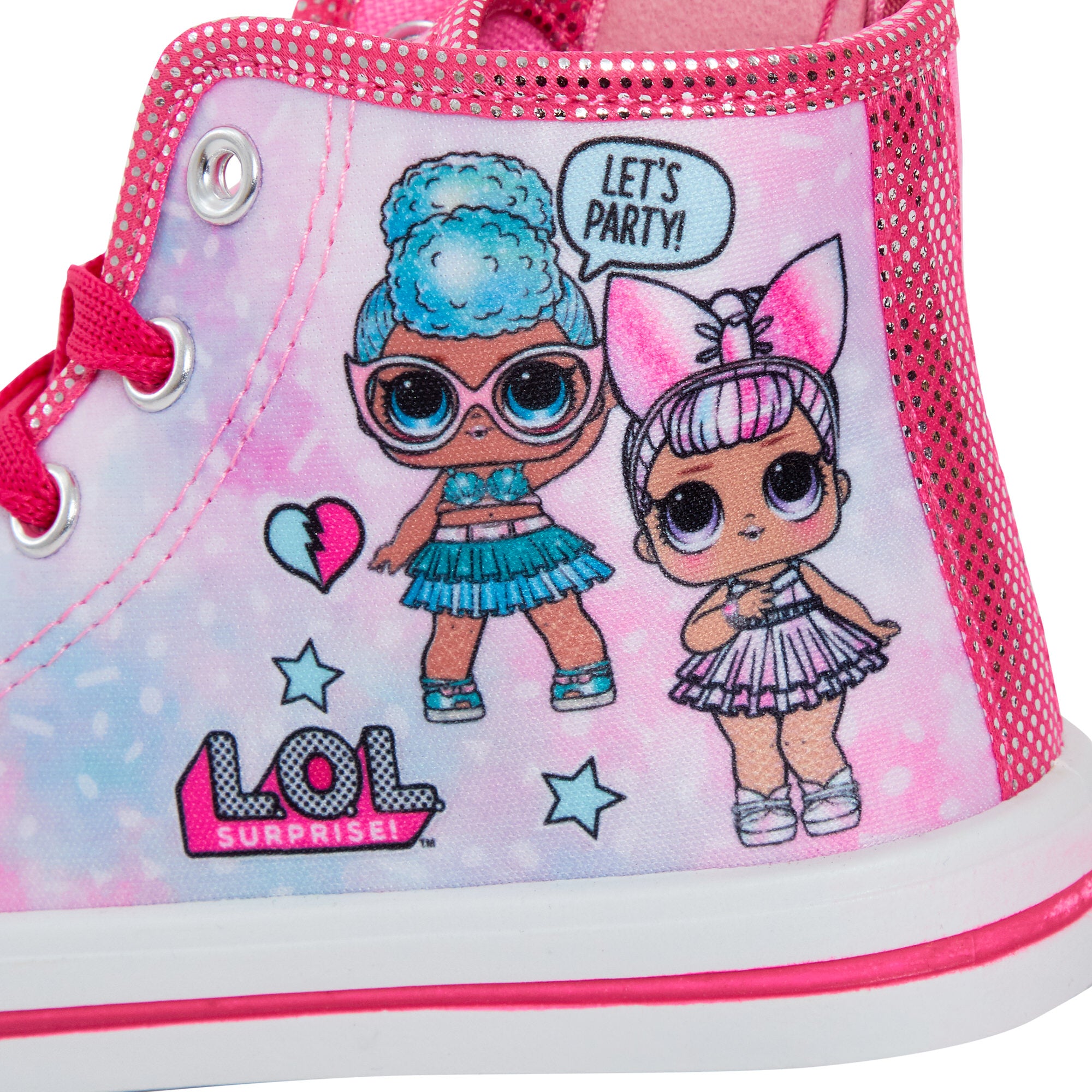 L.O.L Surprise! Dolls Girls Hi Top Trainers Kids Easy Zip Fasten Sports Shoes