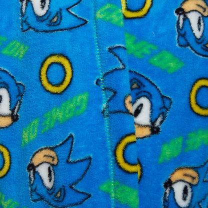 Boys Sonic The Hedgehog Dressing Gown Kids Sega Fleece Hooded Bathrobe Housecoat