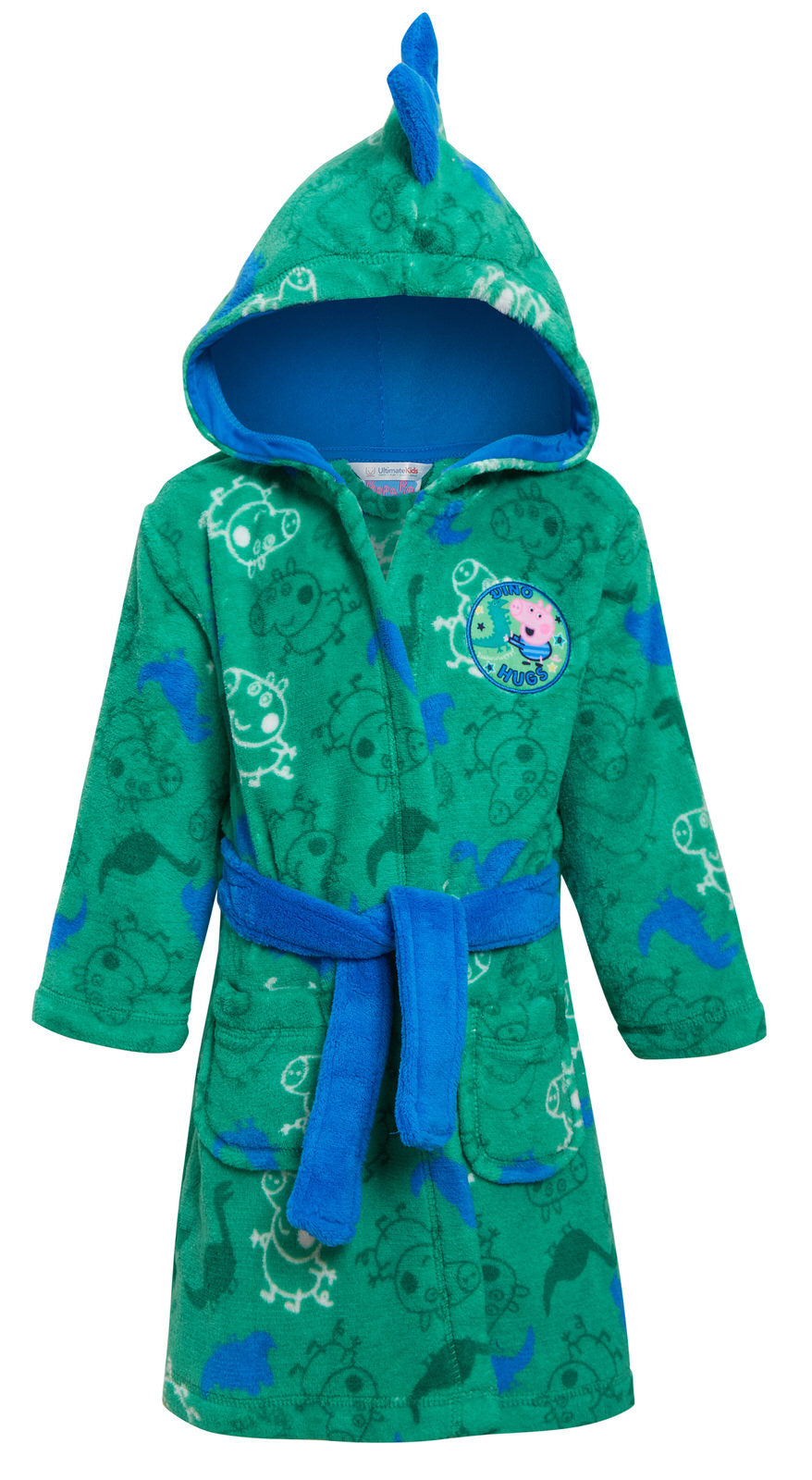 Boys Peppa Pig George Pig Dressing Gown Kids Dino Bathrobe Hooded Fleece Robe