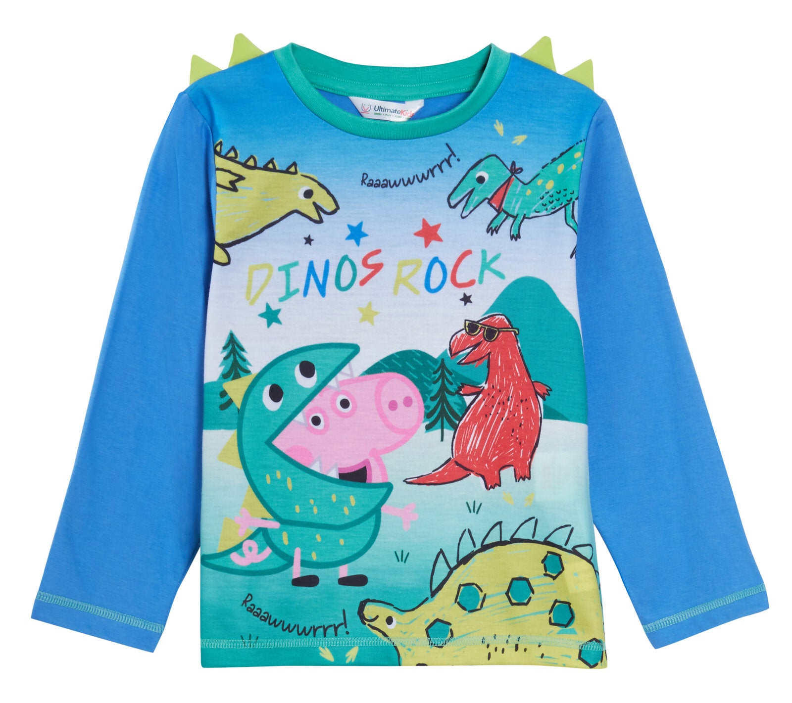 Boys Peppa Pig George Pig Pyjamas Kids Luxury Dino 3D spikes Full Length Pjs Set