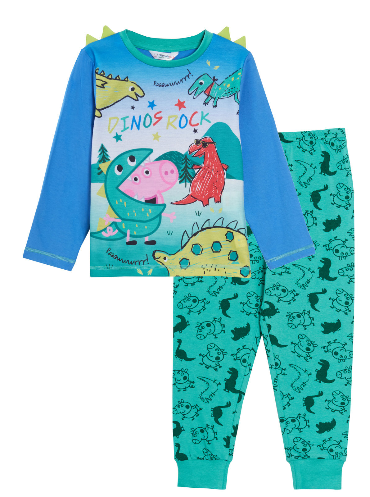 Boys Peppa Pig George Pig Pyjamas Kids Luxury Dino 3D spikes Full Length Pjs Set