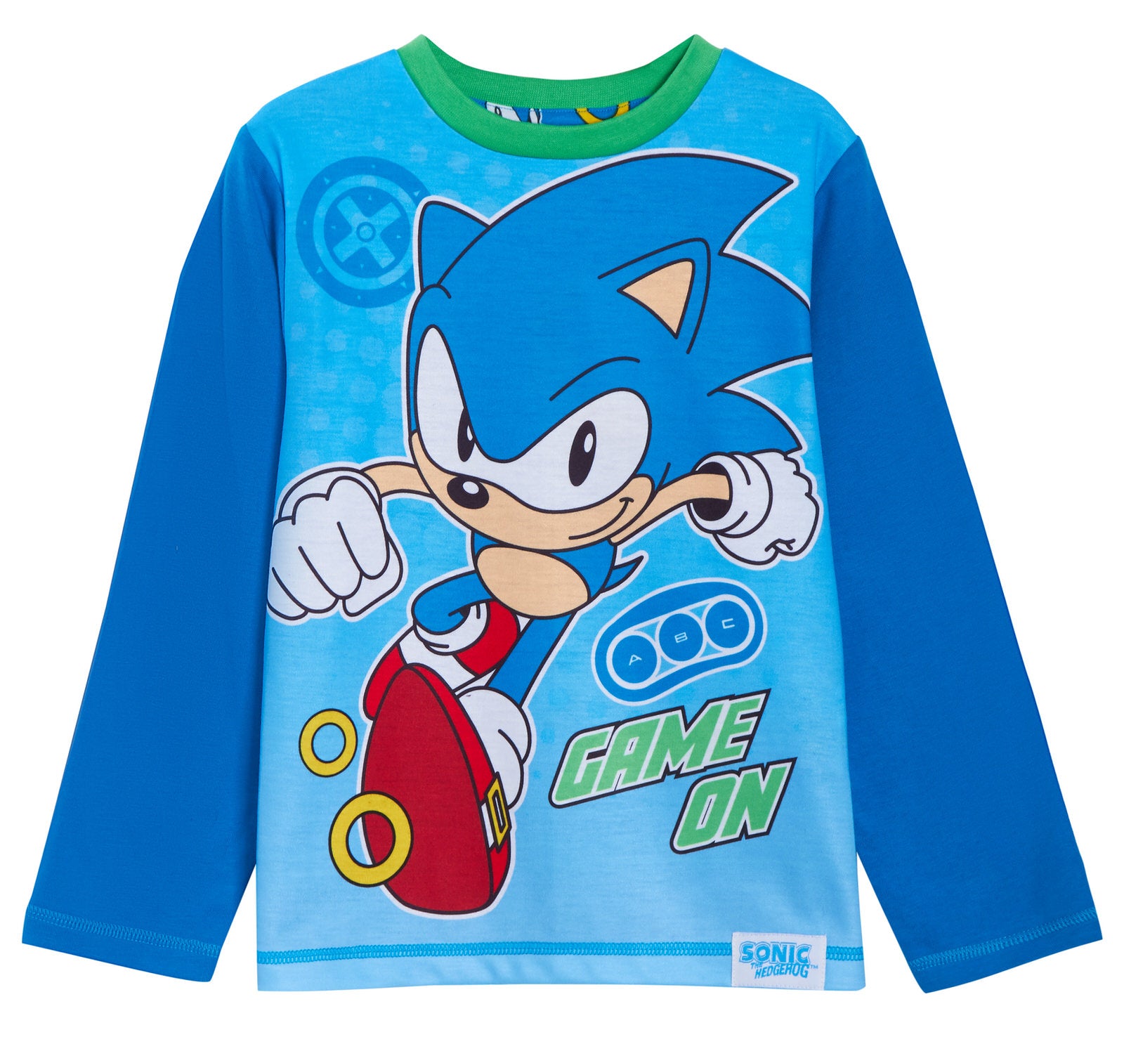 Boys Sonic The Hedgehog Pyjamas Sega Full Length Pjs T-Shirt + Loungepants Set