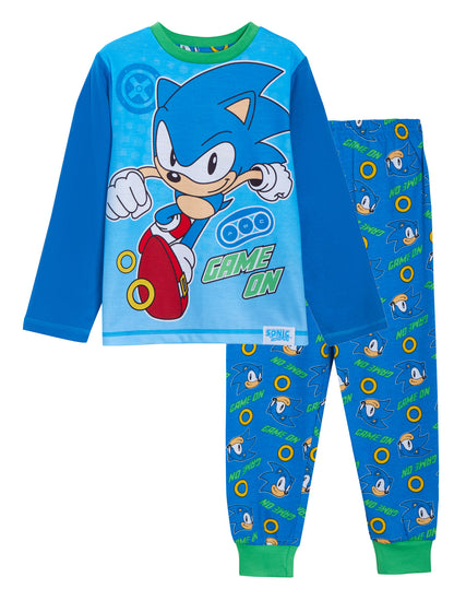 Boys Sonic The Hedgehog Pyjamas Sega Full Length Pjs T-Shirt + Loungepants Set