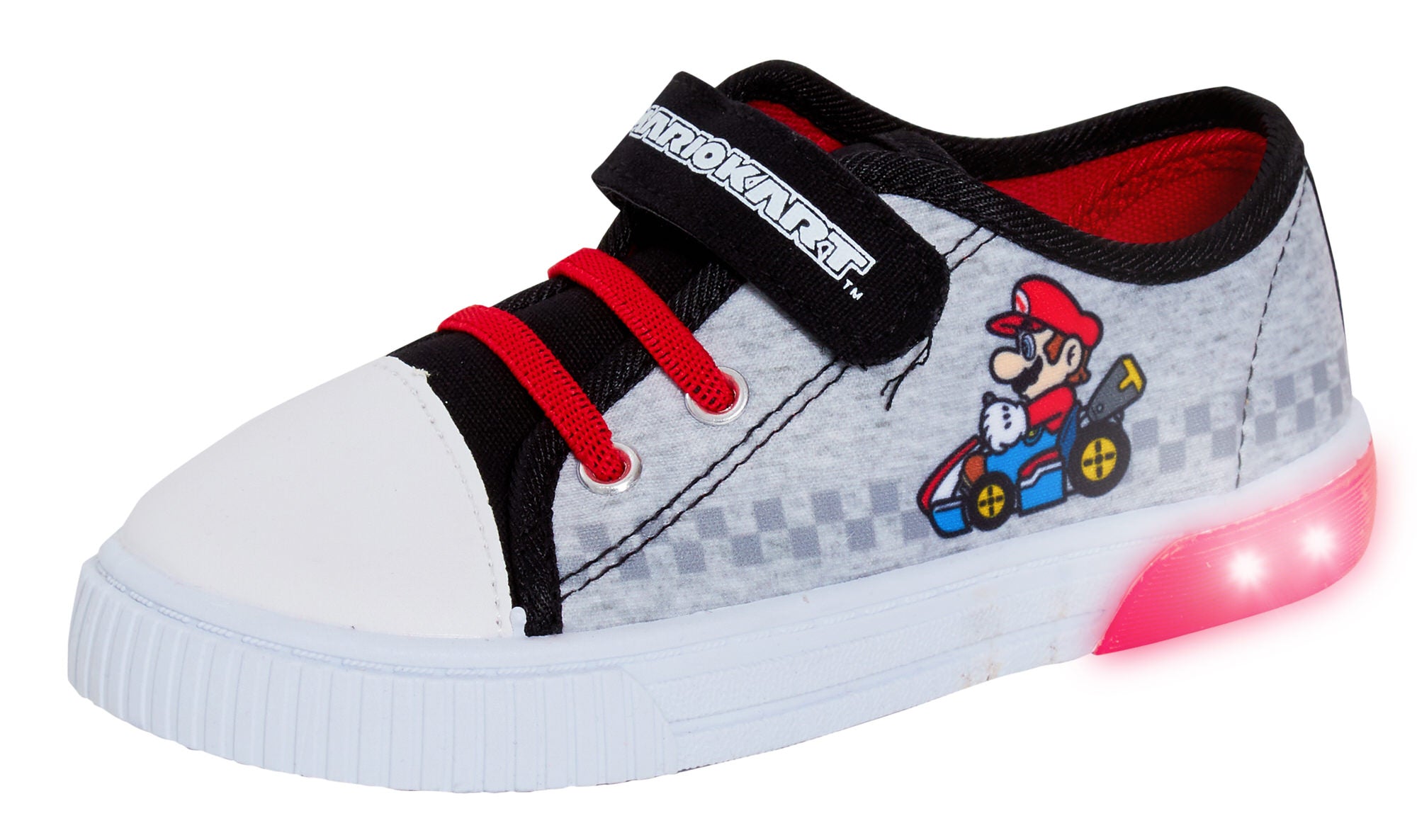 Super Mario Light Up Canvas Trainers Boys Mario Kart Canvas Pumps With Lights