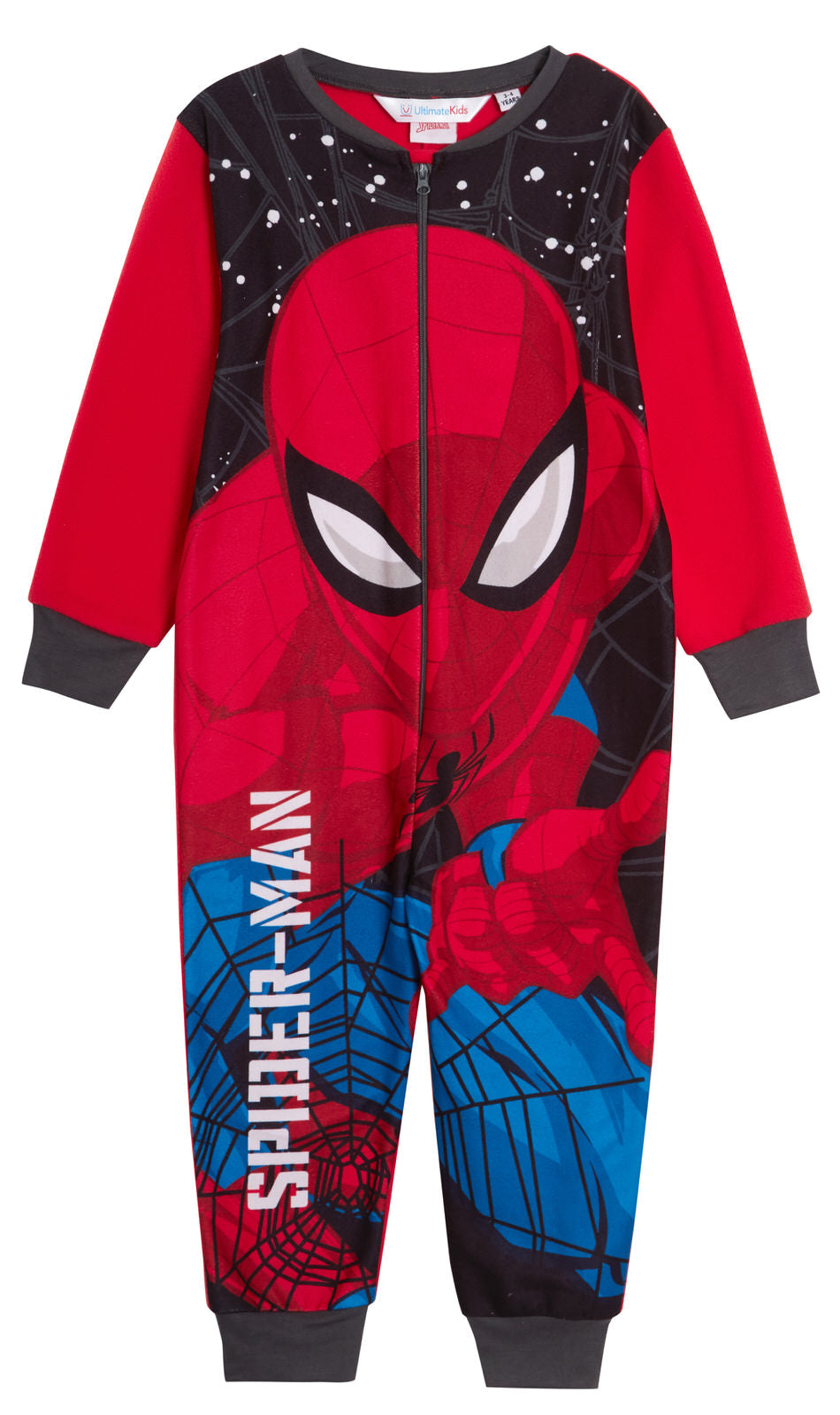 The Official Spiderman Boys Fleece All In One Kids Marvel Pyjamas Pjs Nightwear