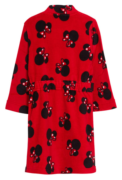 Girls Minnie Mouse Dressing Gown + Pyjamas 3pc Matching Set Red Bathrobe + Pjs