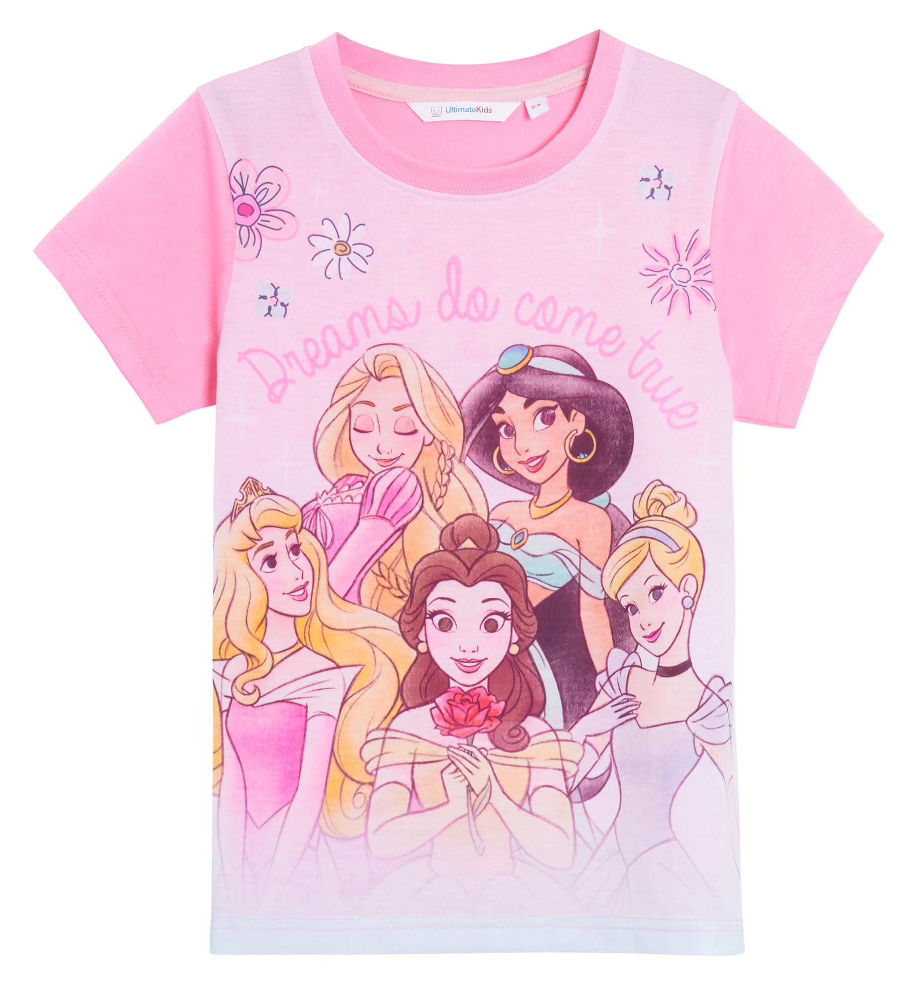 Girls Disney Princess Short Pyjamas Shortie Summer Pjs Set Jasmine Ariel Belle