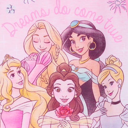 Girls Disney Princess Short Pyjamas Shortie Summer Pjs Set Jasmine Ariel Belle