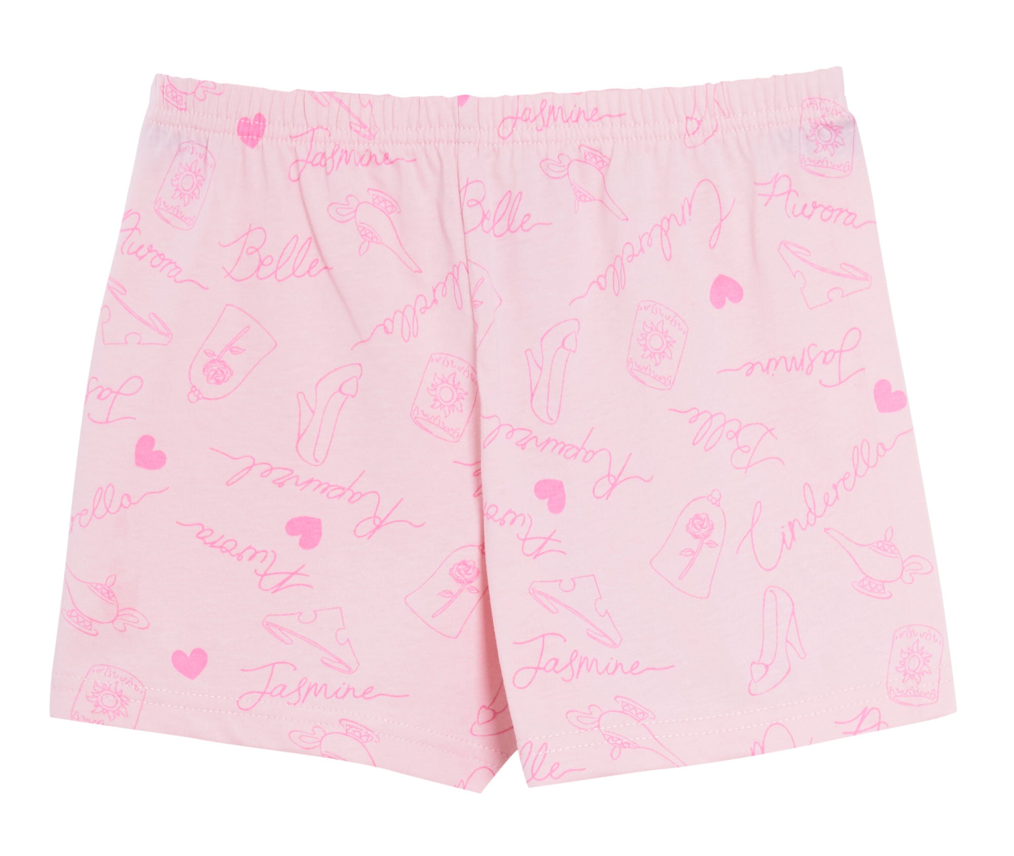 Girls Disney Princess Short Pyjamas Shortie Summer Pjs Set Jasmine Ariel Belle