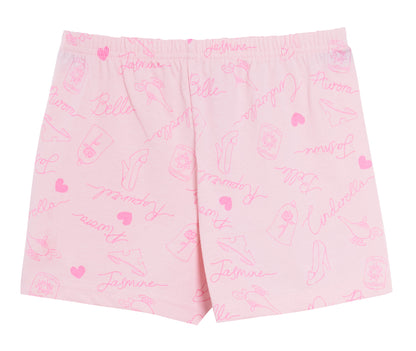 Girls Disney Princess Short Pyjamas Shortie Summer Pjs Set Jasmine Ariel Belle