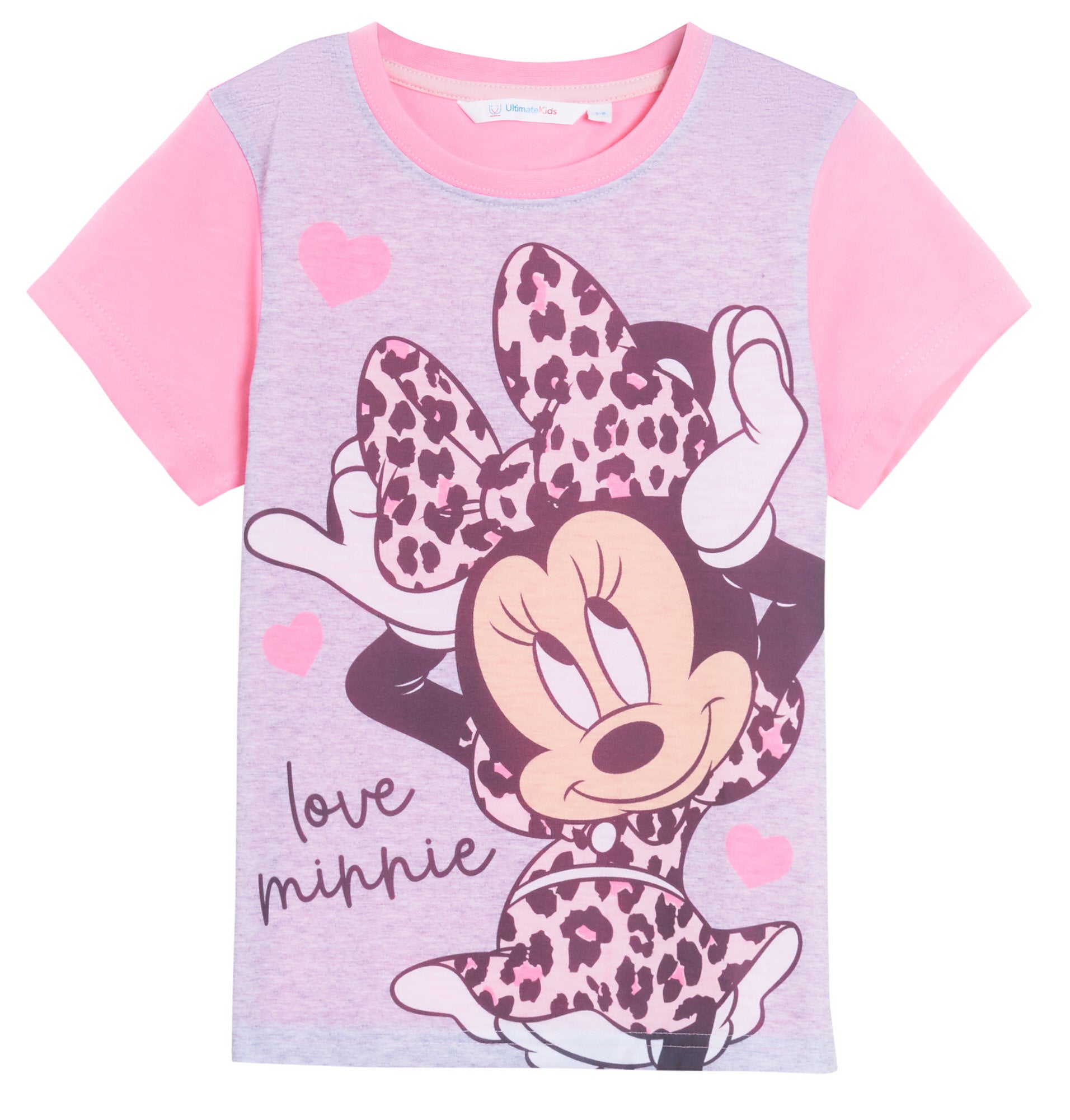 Girls Minnie Mouse Short Pyjamas Disney Kids Shortie Pjs 2 Piece Nightwear Set