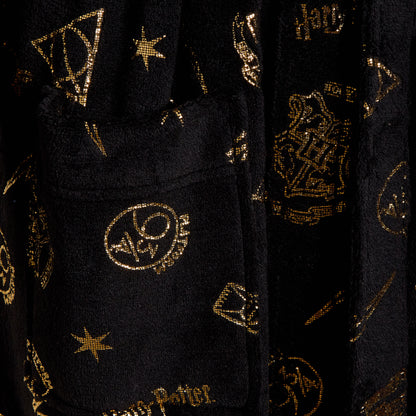 Womens Harry Potter Dressing Gown Teens Deathly Hallows Hooded Bathrobe Gift