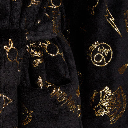 Womens Harry Potter Dressing Gown Teens Deathly Hallows Hooded Bathrobe Gift