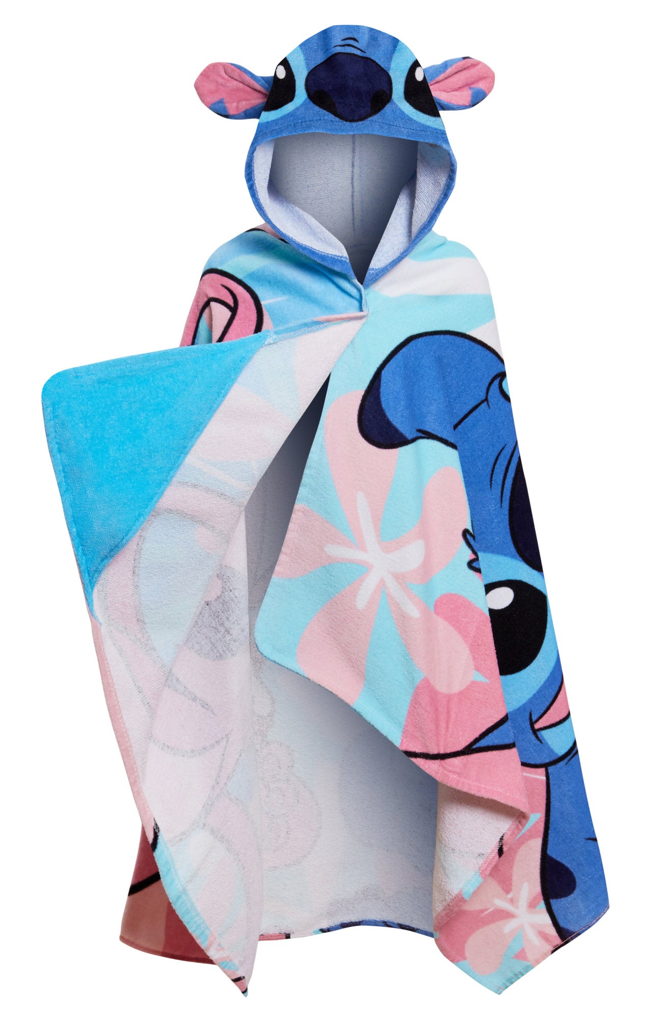 Disney Stitch Hooded Towel Girls Poncho Angel Bath Beach Towel Swimming Wrap