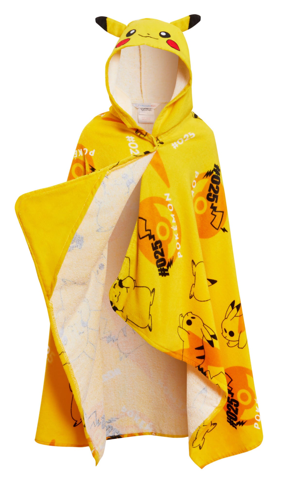Pikachu Hooded Towel Kids 3D Ears Pokemon Poncho Beach Bath Towel Swimming Wrap