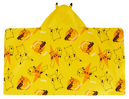 Pikachu Hooded Towel Kids 3D Ears Pokemon Poncho Beach Bath Towel Swimming Wrap