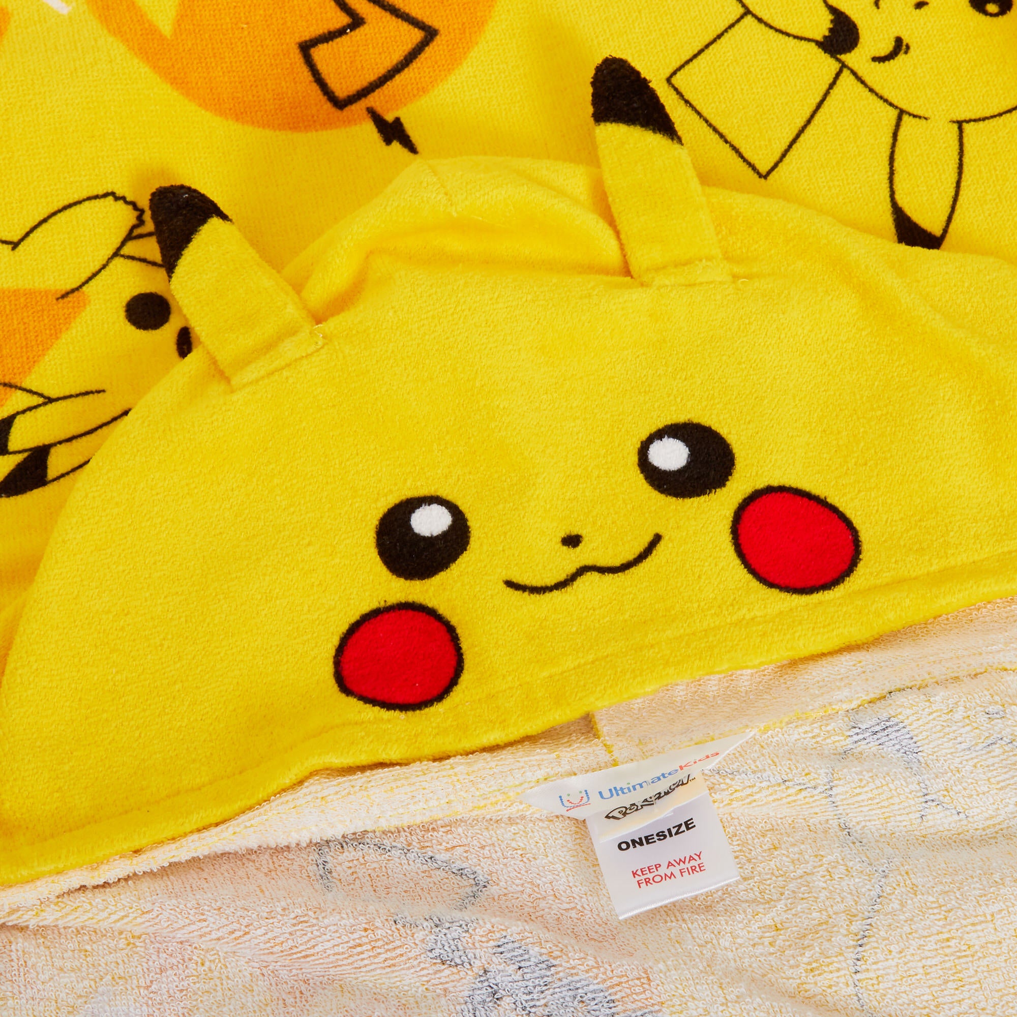 Pikachu Hooded Towel Kids 3D Ears Pokemon Poncho Beach Bath Towel Swimming Wrap