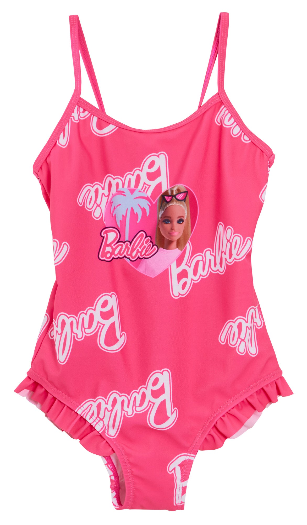 Girls Barbie Swimmming Costume Kids Barbie Pink One Piece Swim Suit Beach Pool