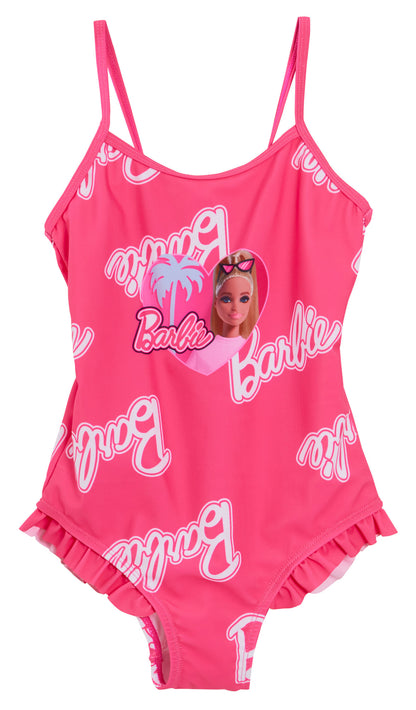 Girls Barbie Swimmming Costume Kids Barbie Pink One Piece Swim Suit Beach Pool