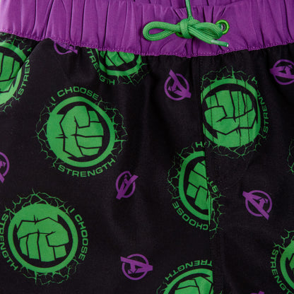 Incredible Hulk Swim Shorts + Rash Vest 2 Piece Swim Set Surf Top + Board Shorts
