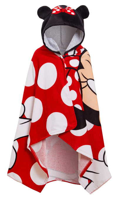 Disney Minnie Mouse Hooded Towel Girls Poncho Kids Beach Bath Towel Swim Robe
