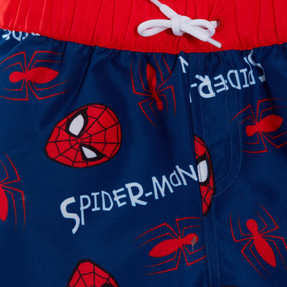 Boys Spider-man Swim Shorts + Rash Vest 2 Piece Swim Set Surf Top + Board Shorts