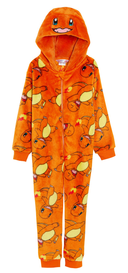 Kids Pokemon Hooded All In One Pikachu Charmander Gengar Onesie Fleece Pjs Loungewear