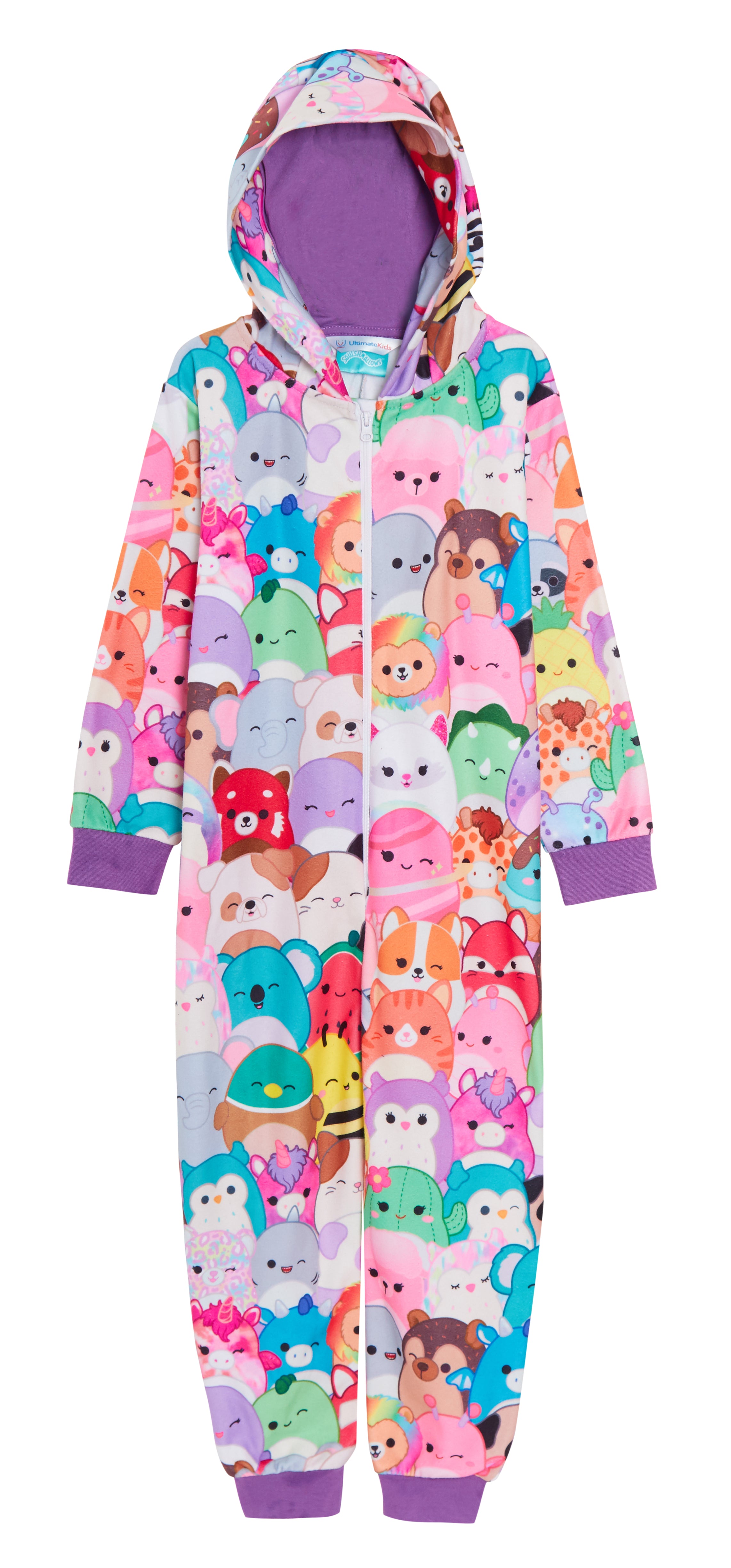 Squishmallows All In One Girls Squish Pyjamas Kids Fleece Pjs Warm Loungewear