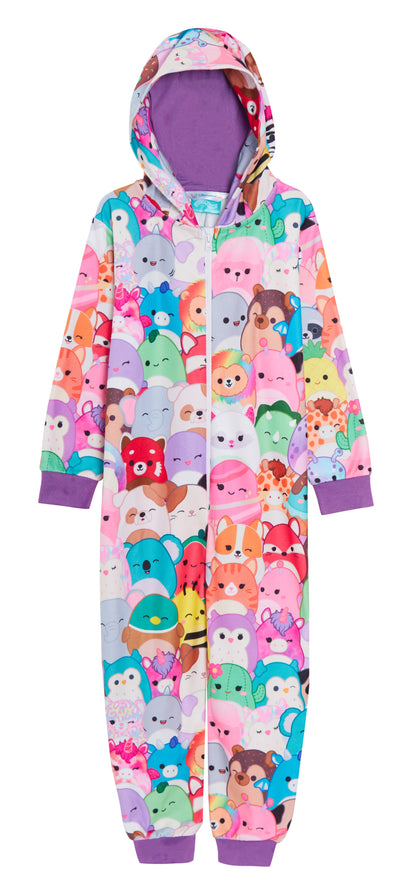 Squishmallows All In One Girls Squish Pyjamas Kids Fleece Pjs Warm Loungewear