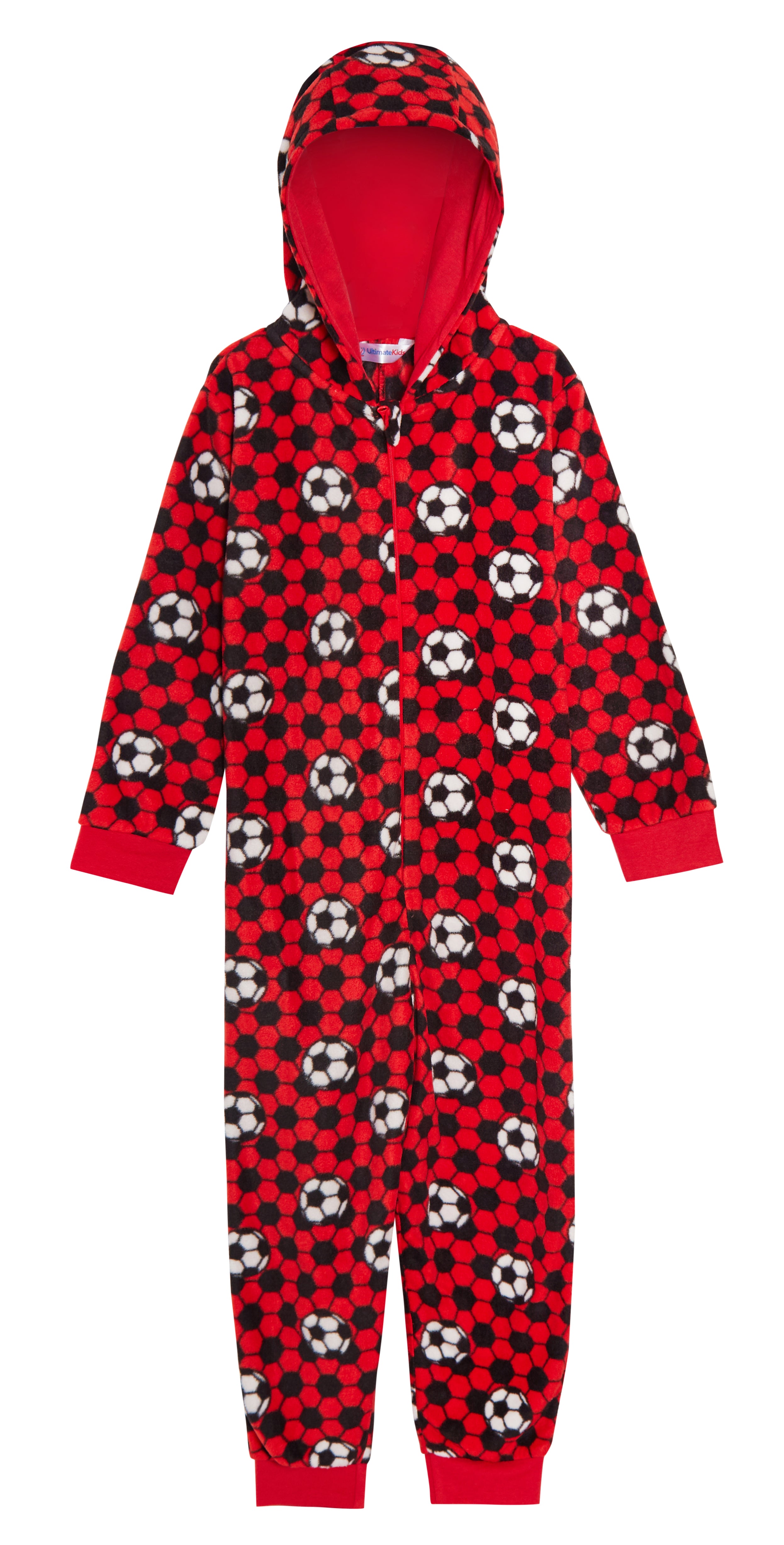 Kids Football All In One Girls Boys Red Blue Footballs Pyjamas Kids Football Pjs