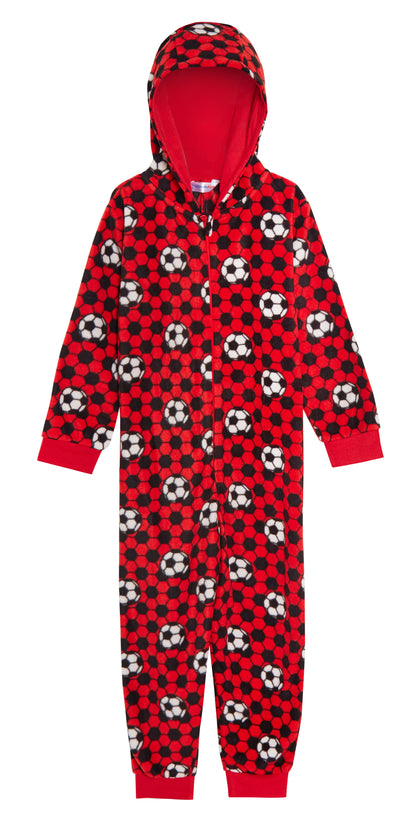 Kids Football Onesie Jumpsuit All In One for Girls Boys Red Blue Football Pyjamas Kids Pjs