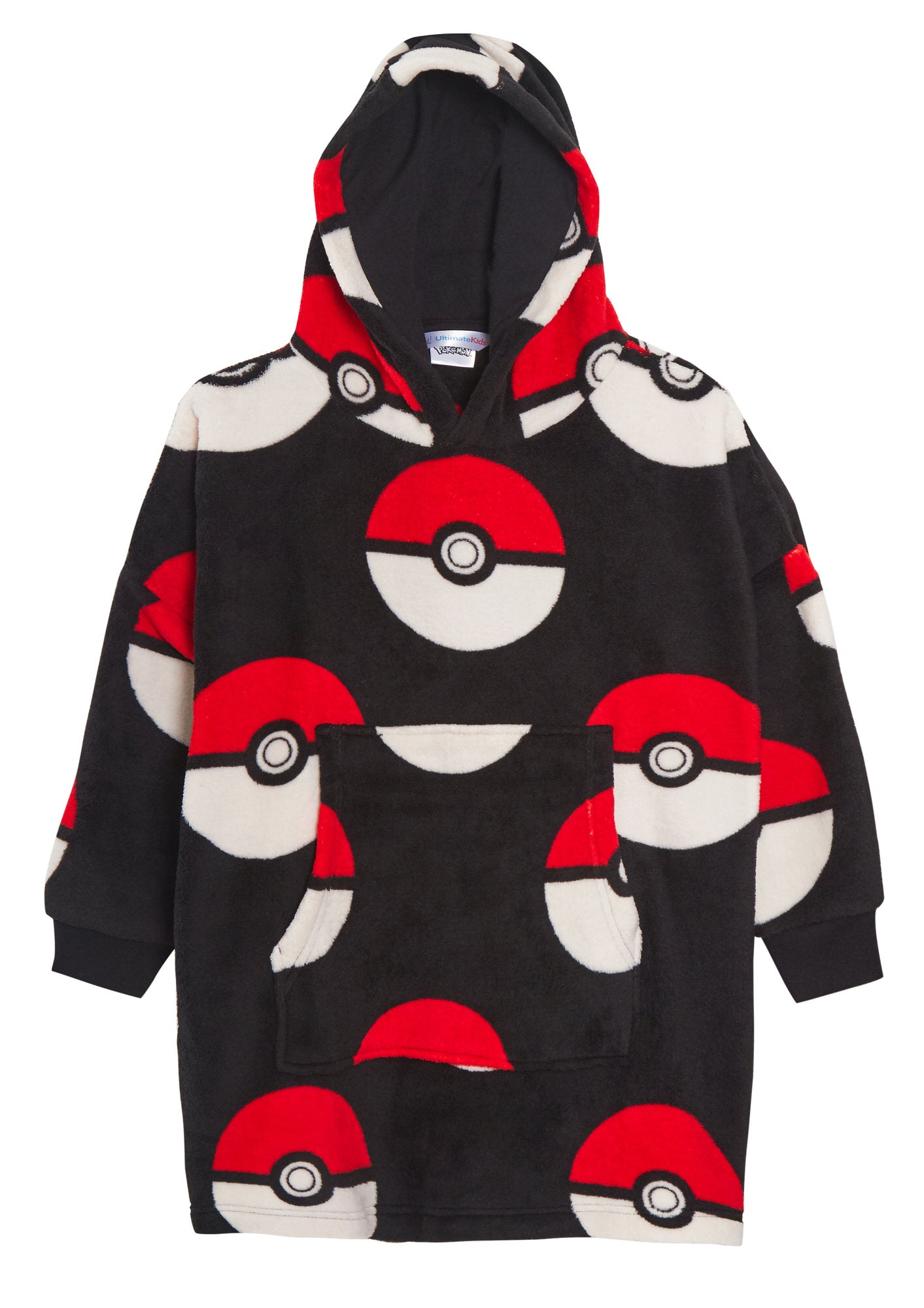 Kids Pokemon 3 Piece Nightwear Set Oversized Hoodie Blanket + Pyjama Pokeball