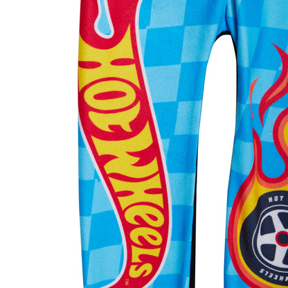 Boys Hot Wheels Fleece All In One Kids Racing Cars Pyjamas Pjs Warm Nightwear