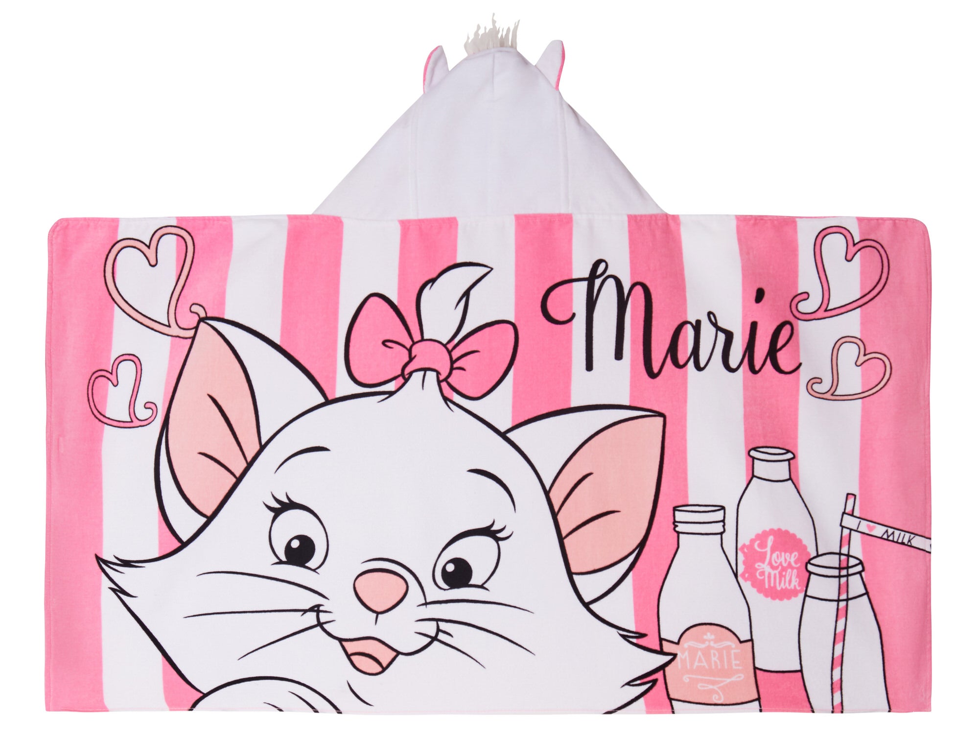 Disney Marie Hooded Towel Girls Poncho Aristocats Bath Beach Towel Swimming Wrap