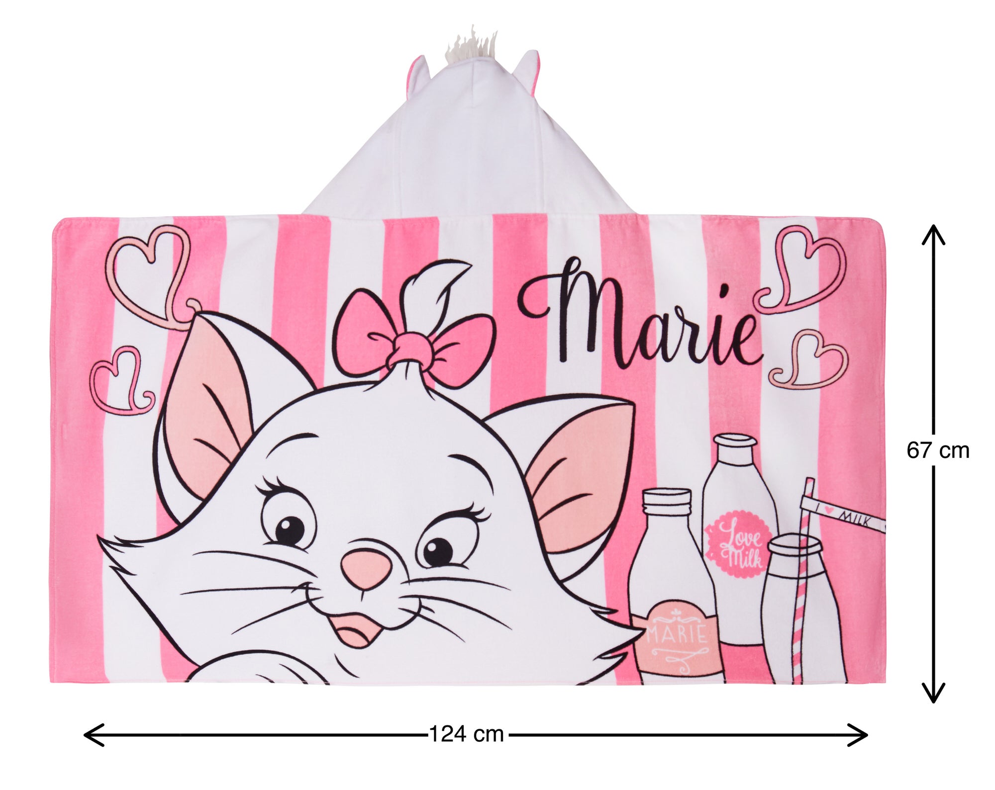 Disney Marie Hooded Towel Girls Poncho Aristocats Bath Beach Towel Swimming Wrap