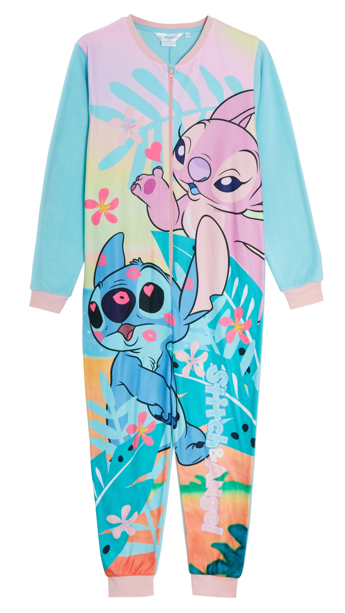 Disney Stitch And Angel All In One Pyjamas For Kids Lilo Fleece Pjs Nightwear
