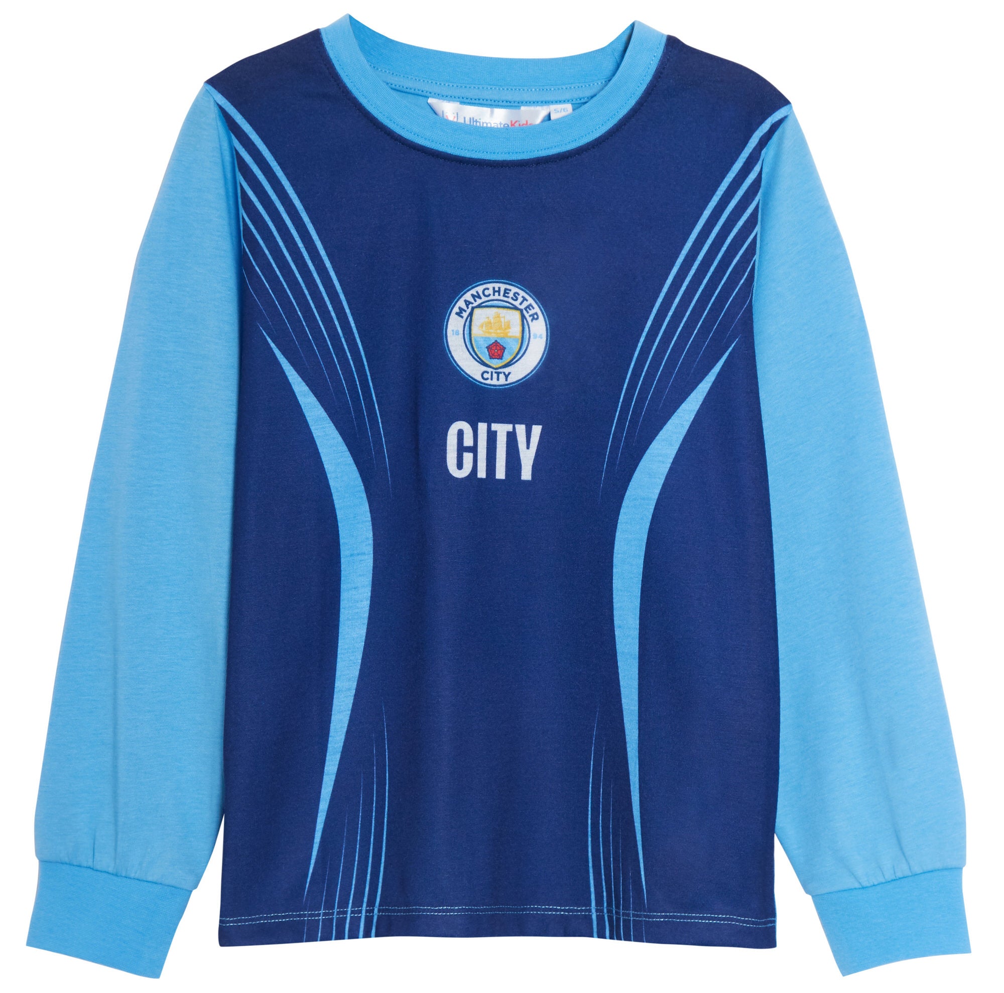 Kids Manchester City Pyjamas + Hooded Dressing Gown 3 Piece Nightwear Football Robe + Pjs Set